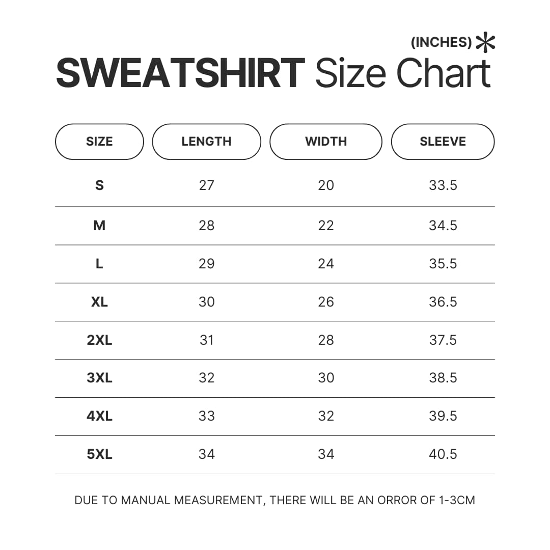 Sweatshirt Size Chart - Melanie Martinez UK Store