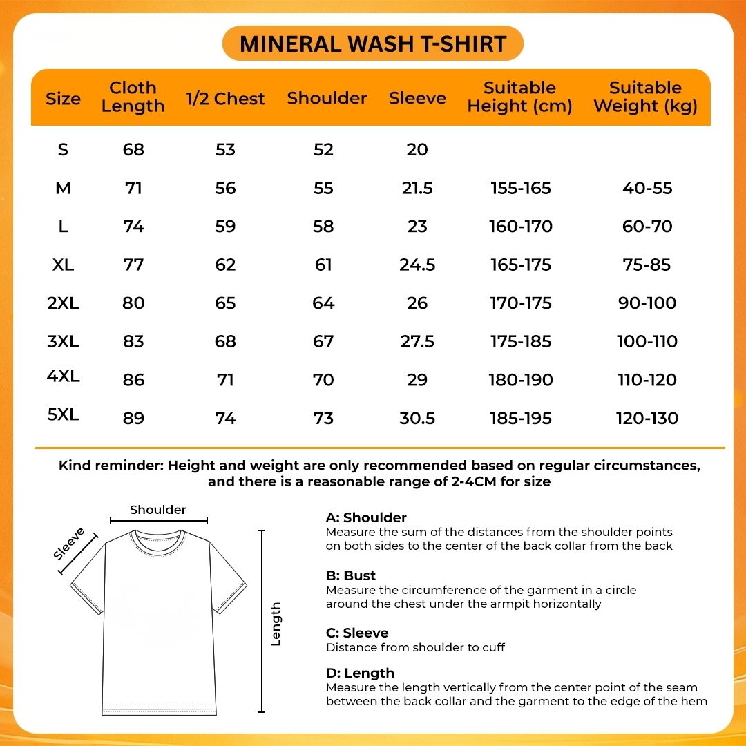 Mineral Wash T Shirt Size Chart 1 - Melanie Martinez UK Store