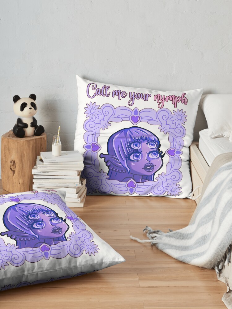 Call Me Your Nymph Kawaii Purple Alien Egil Tee Throw Pillow - Image 2